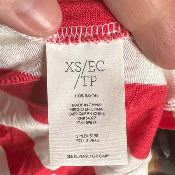 CAbi Carousel Asymmetrical Red and White Striped Tank Top Size XS Oversized - Picture 11 of 12